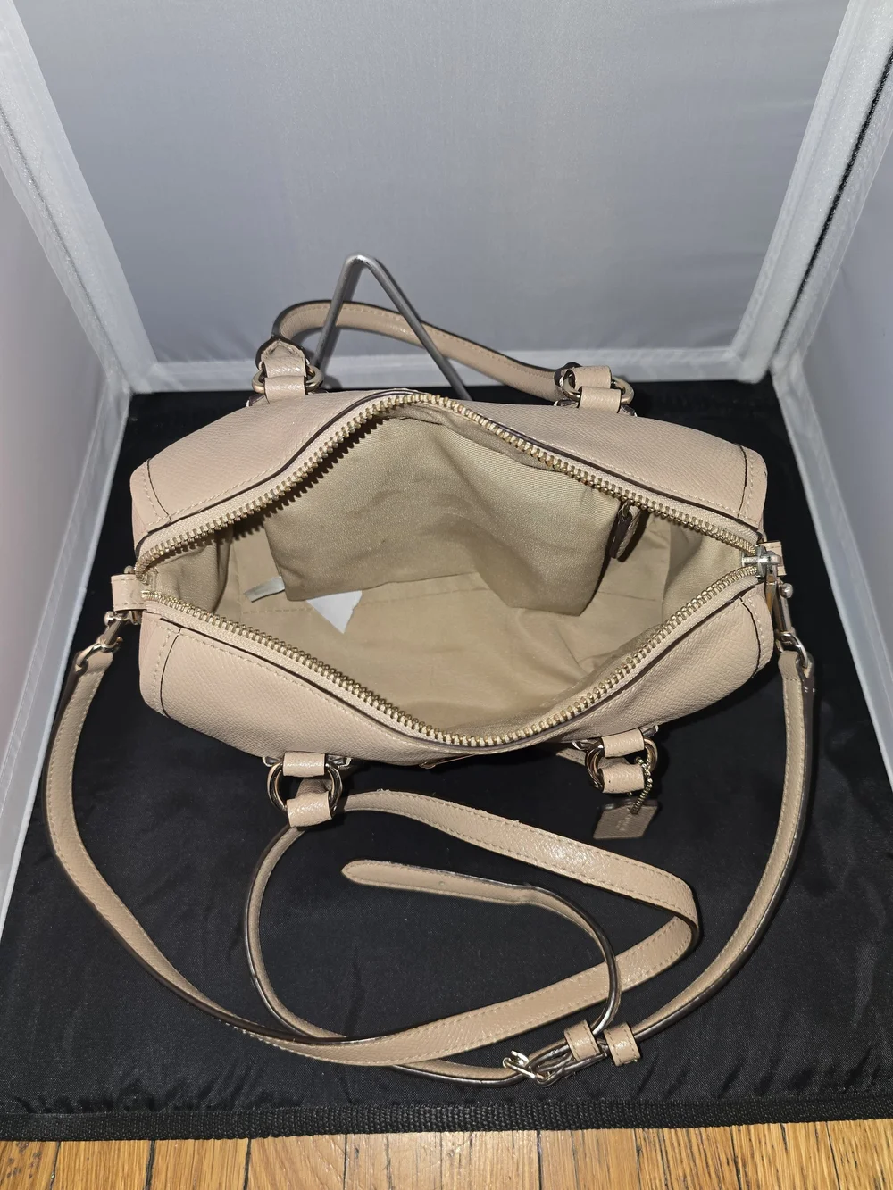 Coach Pebble Leather Satchel Bag in Beige